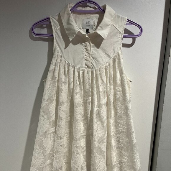 Anthropologie HD in Paris White Lace Poplin Swing Dress - Picture 2 of 7